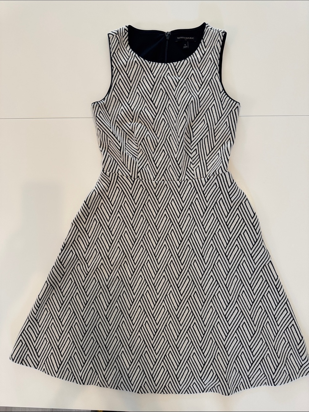 Banana Republic Black and White Patterned Midi Dress
